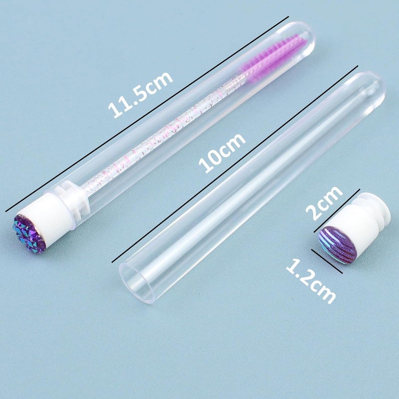 SenRocc 20 Sets Mascara Wand Tube Diamond Eyelash Spoolies Purple Mascara Brushes Lash Brush Makeup Tool Applicator Eyelash Brush Tubes Makeup Brush (4C-Purple) - Image 3